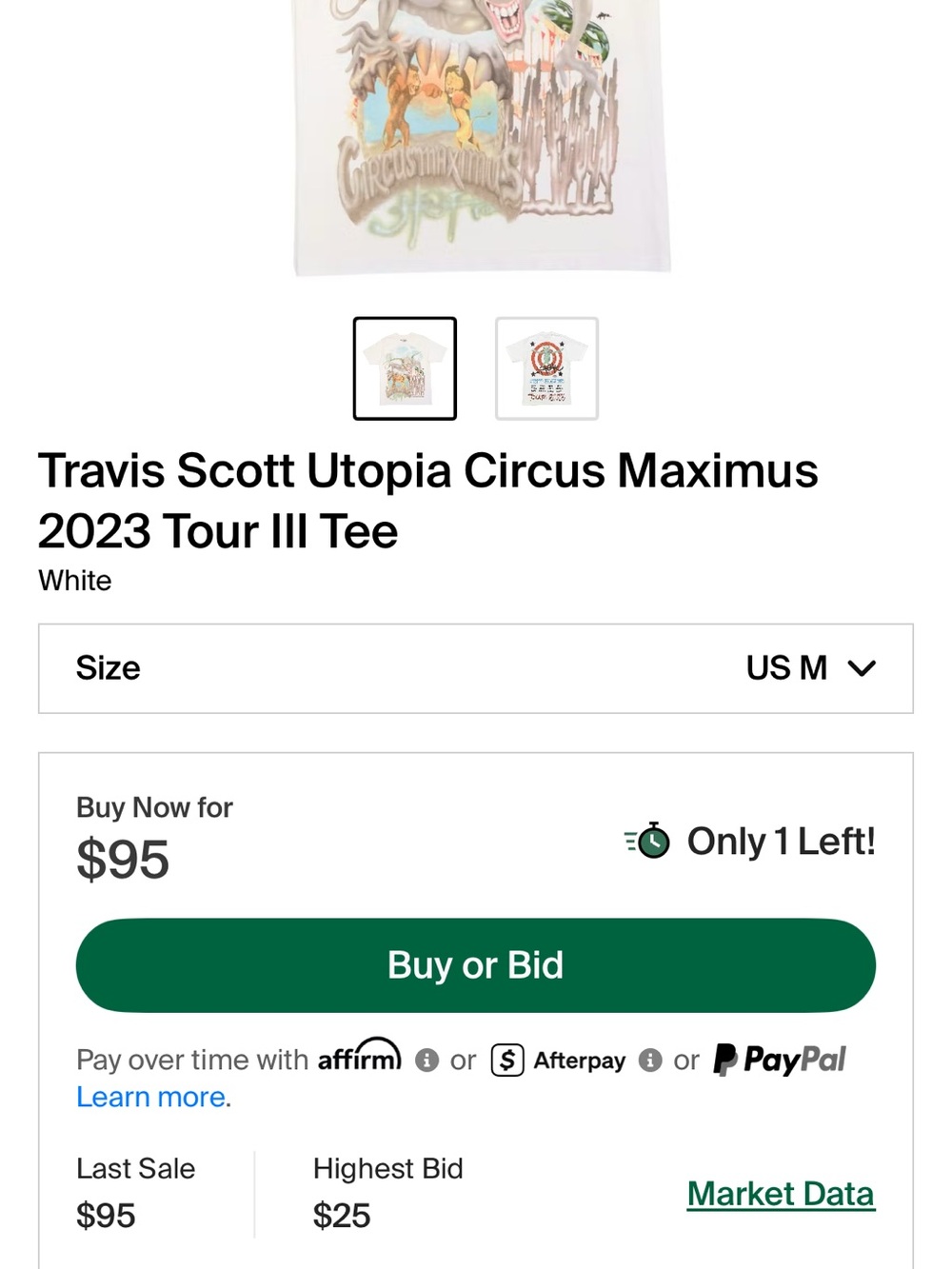 Medium Travis Scott Utopia Circus Maximus 2023 Tour III Tee - Picture 4 of 5